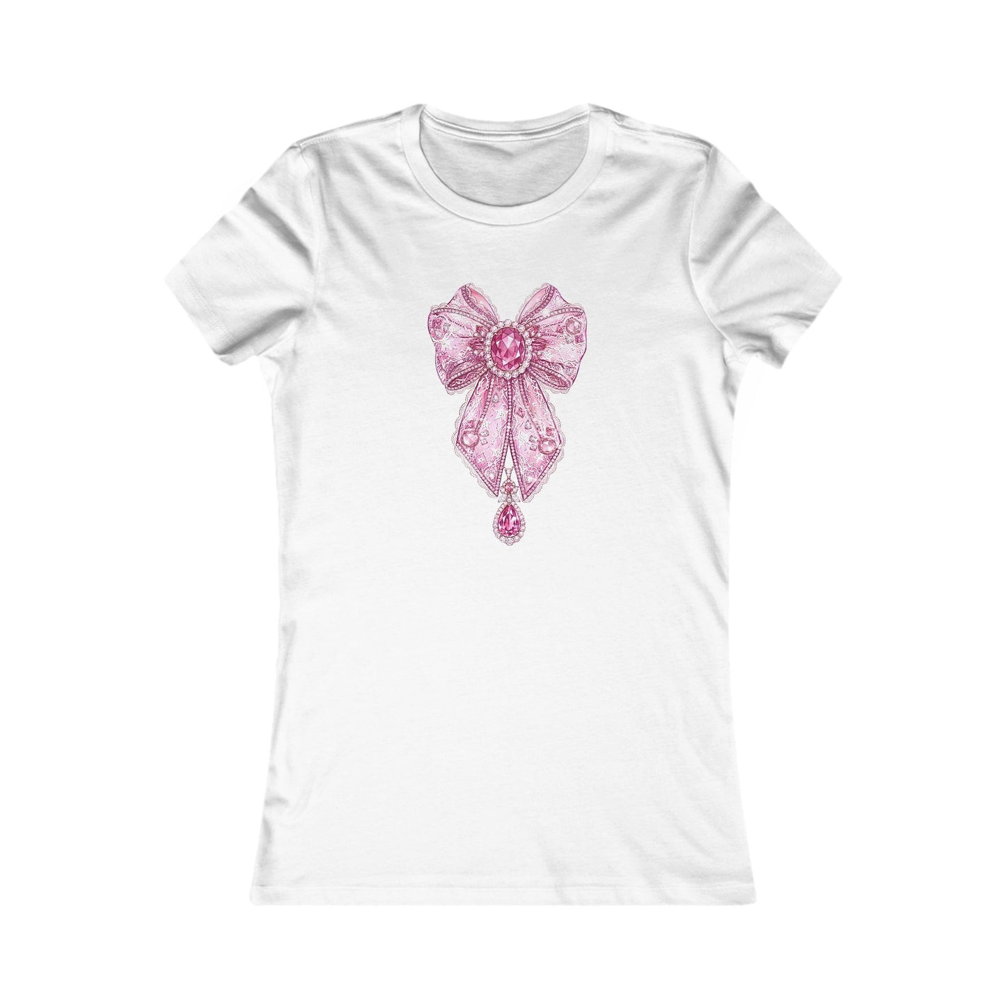 Royal Lace Reverie Bow Tee | Floral Ribbon Chest Graphic, Feminine Vintage Style