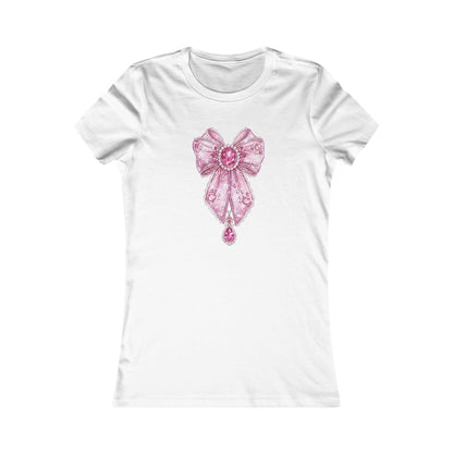 Royal Lace Reverie Bow Tee | Floral Ribbon Chest Graphic, Feminine Vintage Style