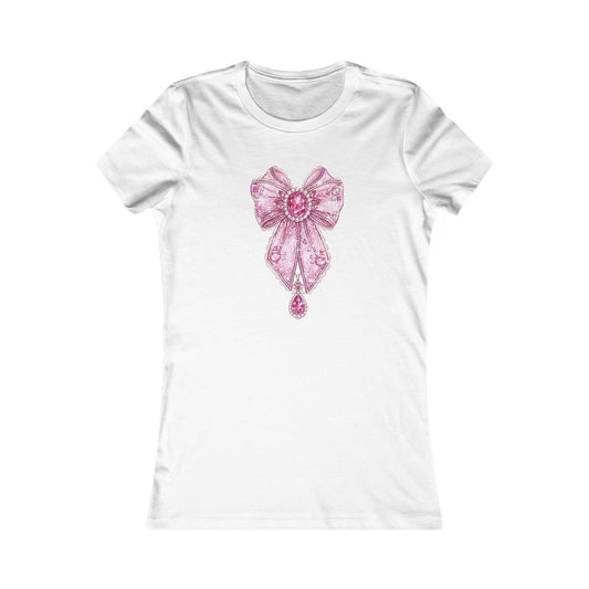 Royal Lace Reverie Bow Tee | Floral Ribbon Chest Graphic, Feminine Vintage Style