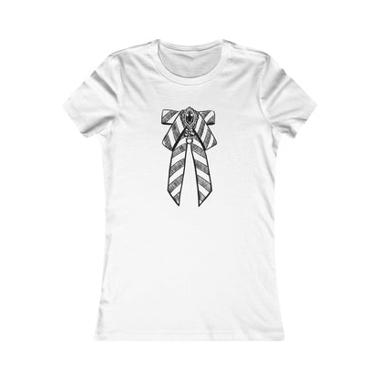 Classic Line Ribbon T-Shirt | Cute Ribbon Graphic Tee, Minimal Black White