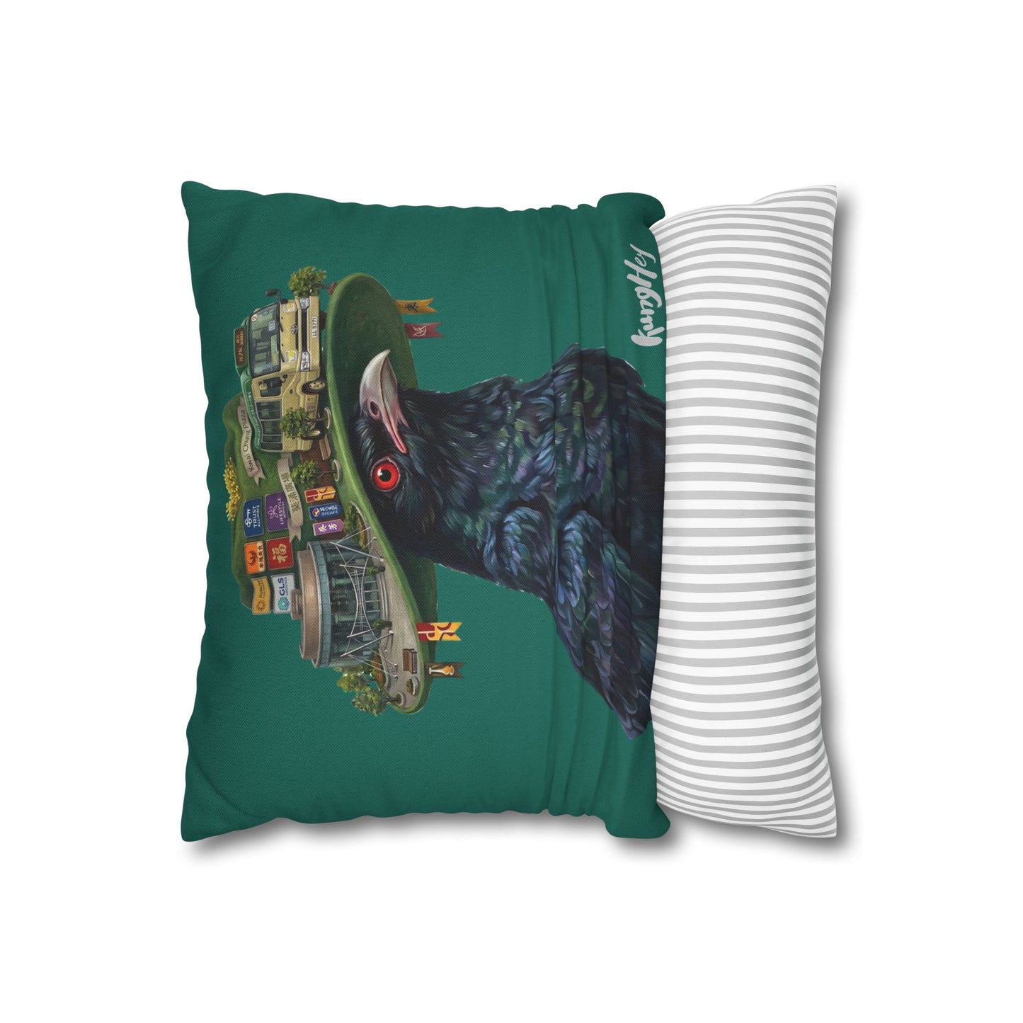 Kwai Fong Koel - Asian Koel carries Kwai Fong Hat Decorative Cushion Cover