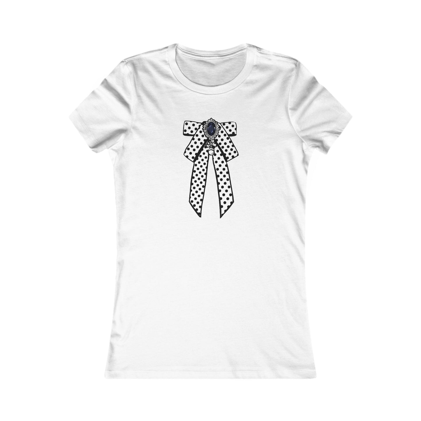 Midnight Dot Ribbon T-Shirt | Cute Ribbon Graphic Tee, Minimal Black White