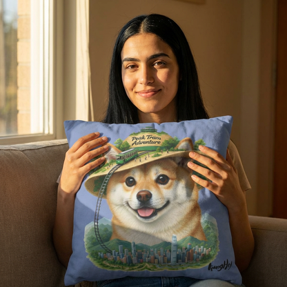 Peak Tram Adventure Pup - Cute Shiba Inu Adventure Decorative Pillowcase