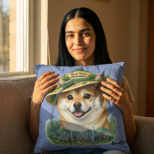 Peak Tram Adventure Pup - Cute Shiba Inu Adventure Decorative Pillowcase