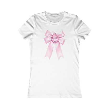 Rose Drop Elegance Bow Tee | Floral Rhinestone Bow Graphic