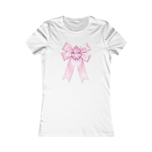Rose Drop Elegance Bow Tee | Floral Rhinestone Bow Graphic