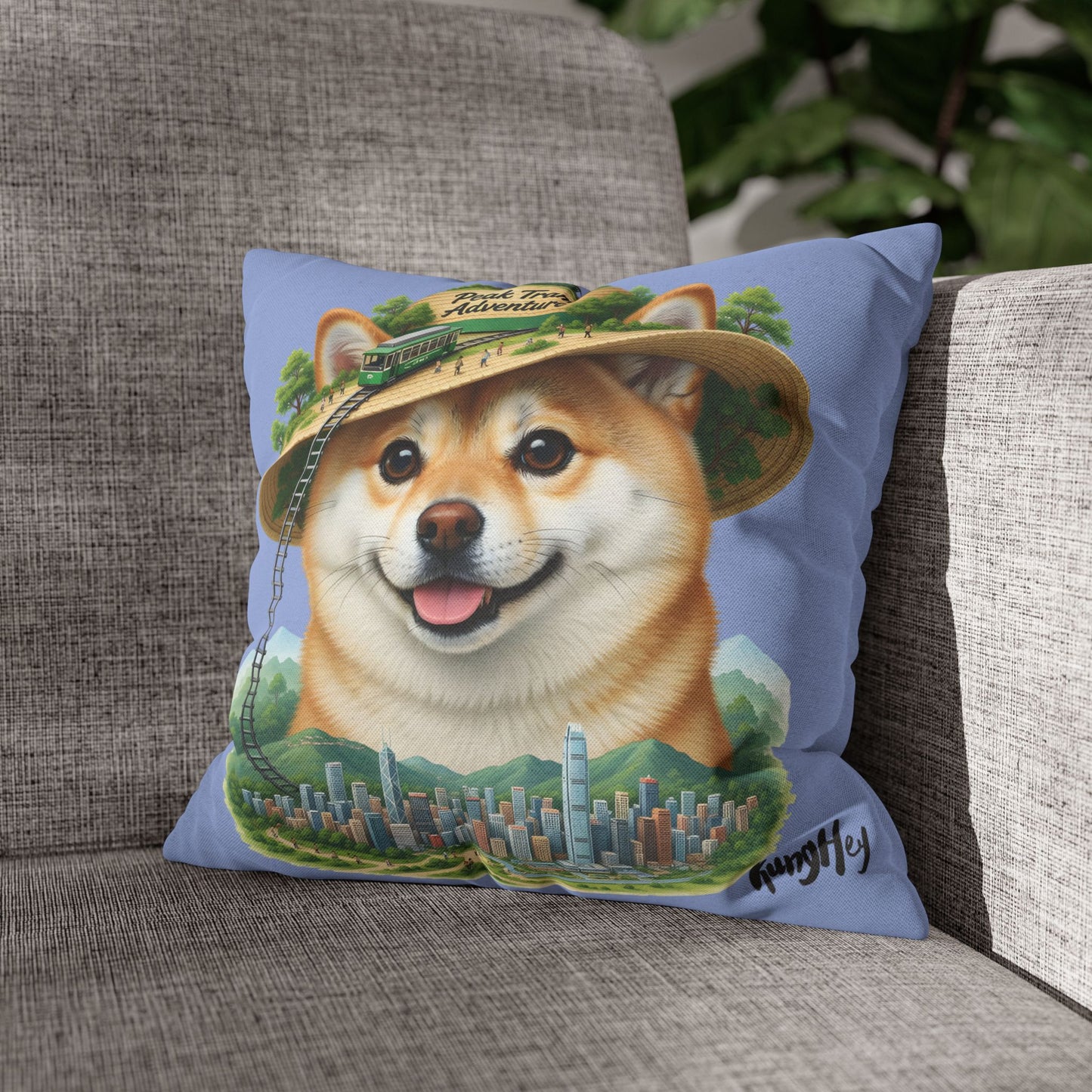 Peak Tram Adventure Pup - Cute Shiba Inu Adventure Decorative Pillowcase