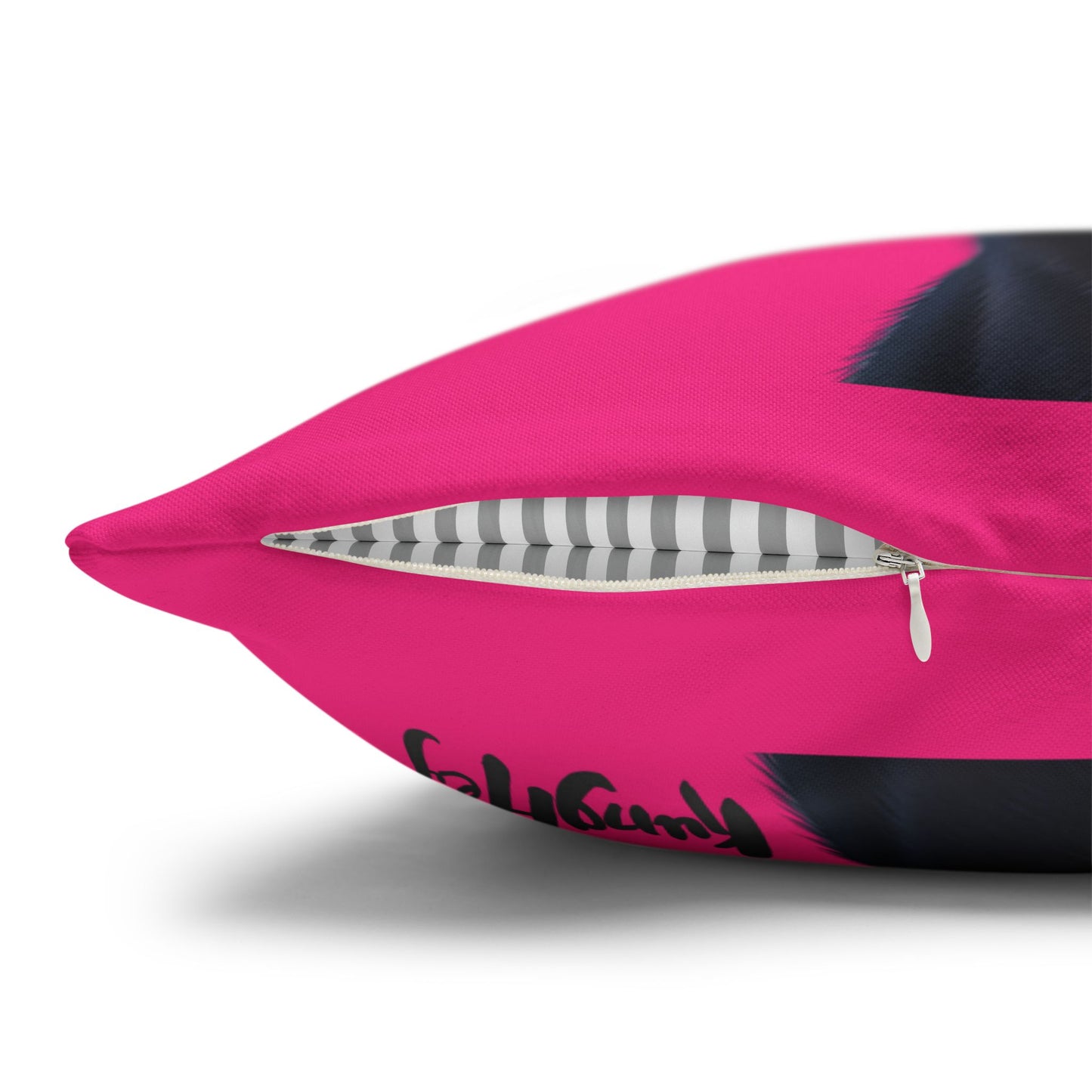 Ladies’ Street Night Glow Pillow — Pink Black Cat at Neon City Decorative Throw Pillowcase